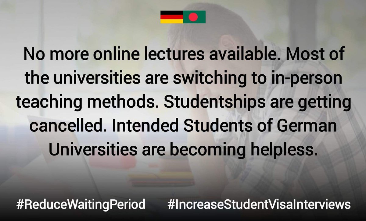 sadmansuhrid77's tweet photo. We need more interviews per day to overcome this situation. Please do the favour.
@GermanEmbassyBD 
@MdShahriarAlam
H.E.@GerAmbBD
@JRJanowski85
@BDMOFA
@AKAbdulMomen
Reduce Waiting Period
#ProvideMoreStudentSlots https://t.co/HZydc6eKkA