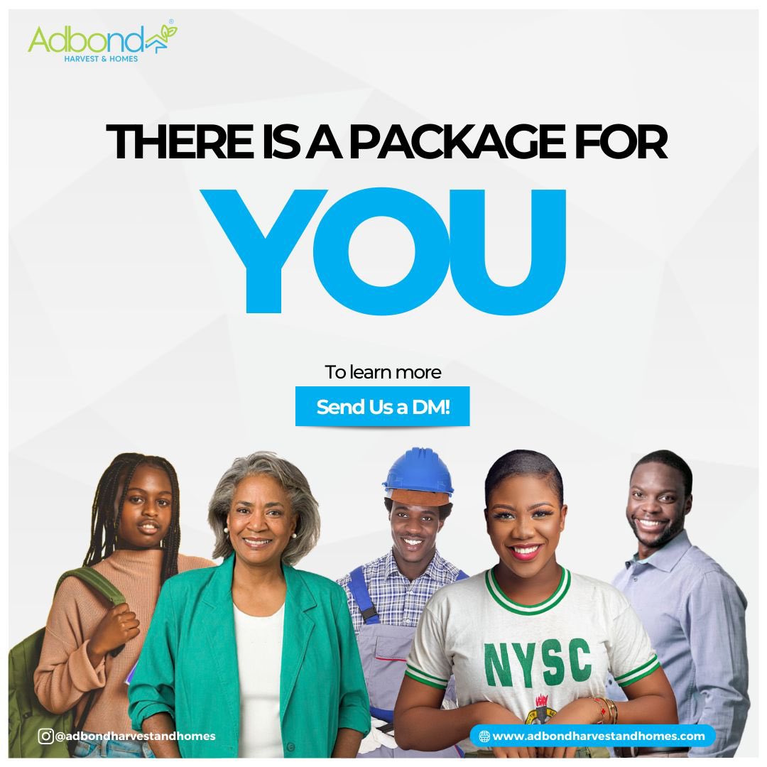 adbondharvest's tweet photo. Are you an undergraduate, corp member, salary earner, business owner, artisan, pensioner, youth or parent?
Regardless of your category, you can be intentional about the future and we aim to secure that future for you.
To learn more, send us a DM!
#adbondsocial #adbond #harvest https://t.co/9zqLDRnGzy