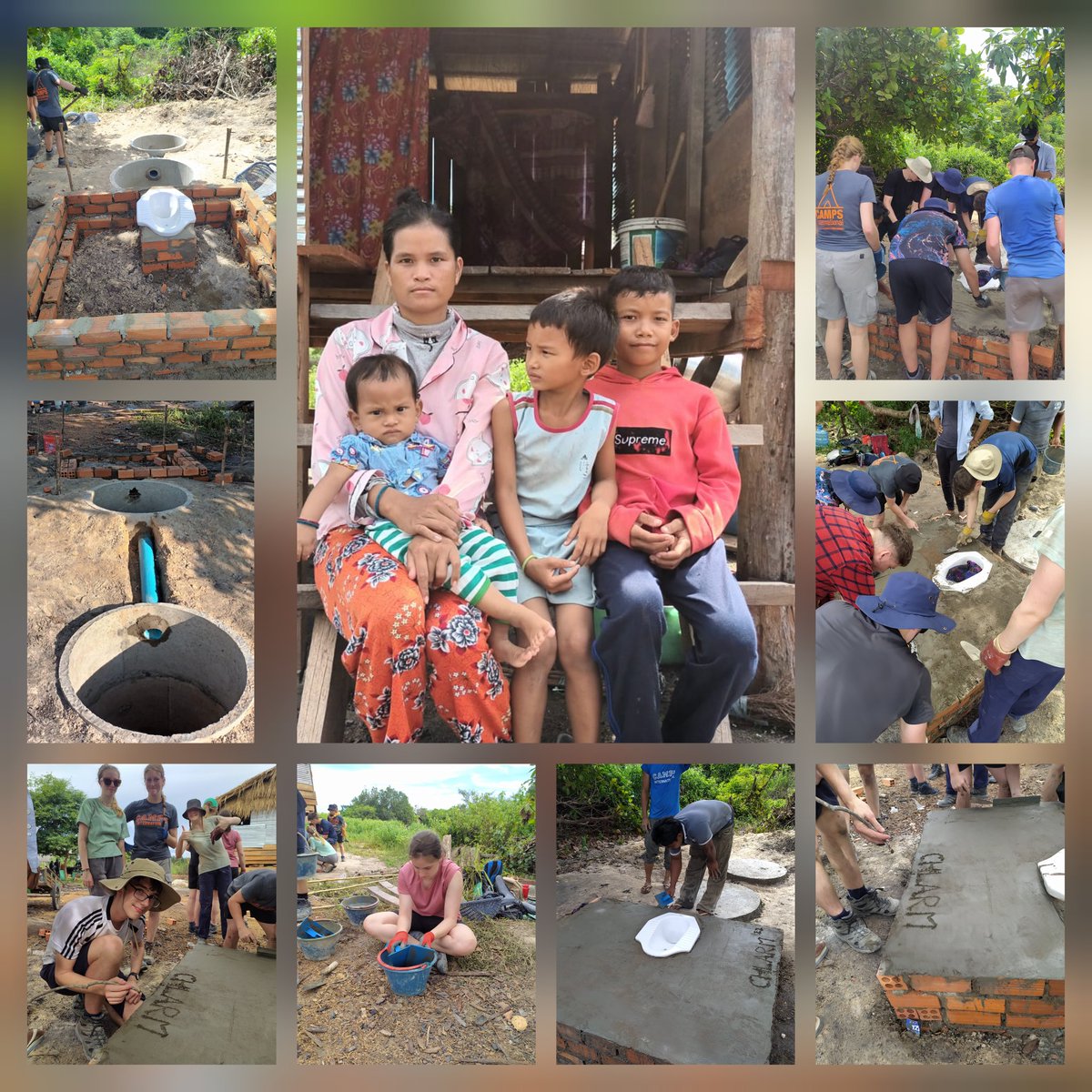 Knutsfordac's tweet photo. The team have completed their first full project! We starting off making cement rings, digging two massive holes, and lowering the rings down. Today we finished off the brick work and cement on the top. In addition we even planted some banana trees. The family are over the moon! https://t.co/9b2NSpp9Fj