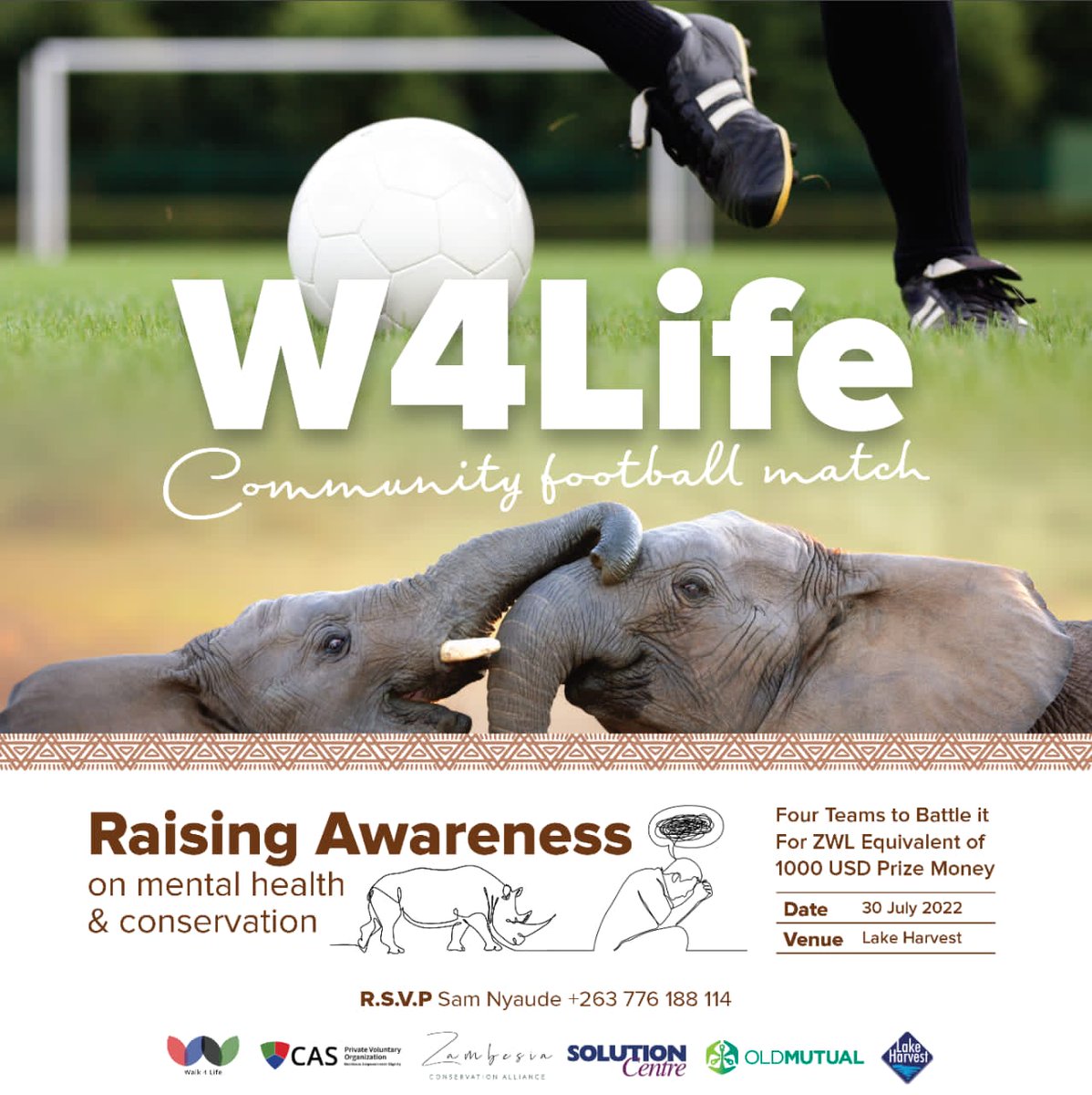 ZambesiaConserv's tweet photo. Community football match: Raising awareness on mental health and conservation.

#W4LIFE #Walk4Life #kariba #Zambesia #WeShareAfrica #conservation #SportForConservation https://t.co/4iqYeQRhcX