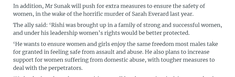 We're eager to hear more about <a href="/RishiSunak/">Rishi Sunak</a> 's measures for preventing violence against women and tackling domestic abuse when he's finished attacking the equality act for things it doesn't do.