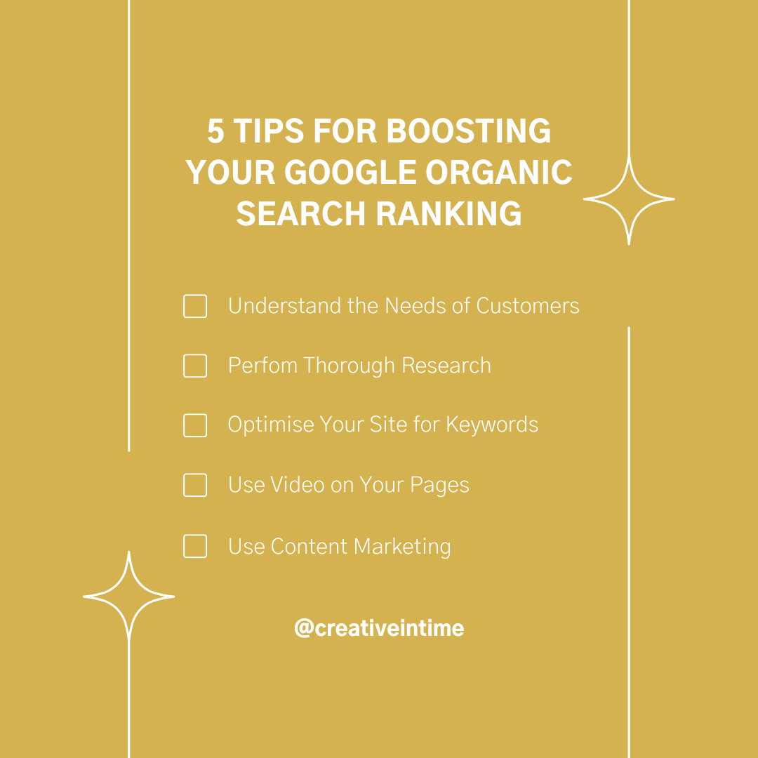 creativeintime's tweet image. Having your web pages rank high in Google’s #organicsearchlistings for important #keywords can be incredibly valuable.
And while Google is constantly tweaking their #searchenginealgorithm, here are 5 tips for boosting your #Google #organicsearchrankings.
#SEO #searchengine
