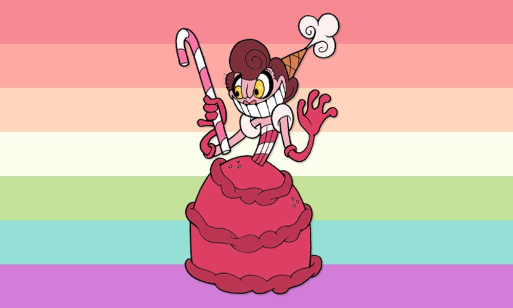 NeosbianOTD's tweet photo. Baroness Von Bon Bon from Cuphead is a transfem aromantic lesbian that uses she/nem/fae/thou/reign/sweet/pink/sugar/sour/gum/candy/🍭/🍬/🍫/🍰 pronouns! (Request from anon) https://t.co/CSFfZKvJe9