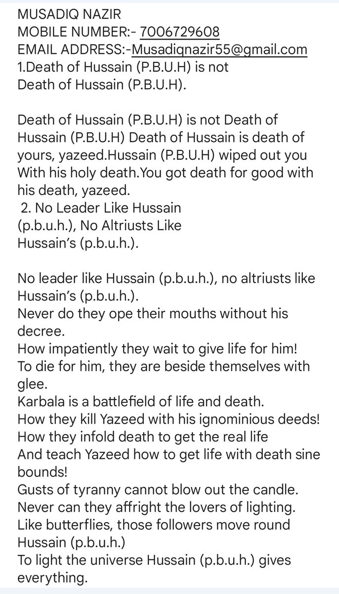 Musadiq__Nazir's tweet photo. Death of hussain a.s is not deatj of hussain (P.B.U.H) https://t.co/KjkycuSGlm