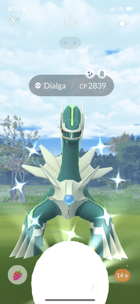 vampqueenmarcee's tweet photo. Seconds after getting scared shitless by a lighting strike that was too close for comfort.. I get a my first shiny dialga in 36 raids 😅✨ #ShinyCheck #ShinyPokemon #raidshiny #PokemonGO https://t.co/dPFnsY8vDP