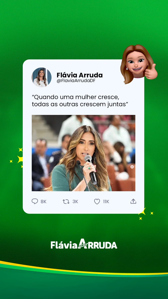 💚 É por todas nós! 💚 
Compartilhe nos seus Stories. 
#FlaviaArruda #DistritoFederal