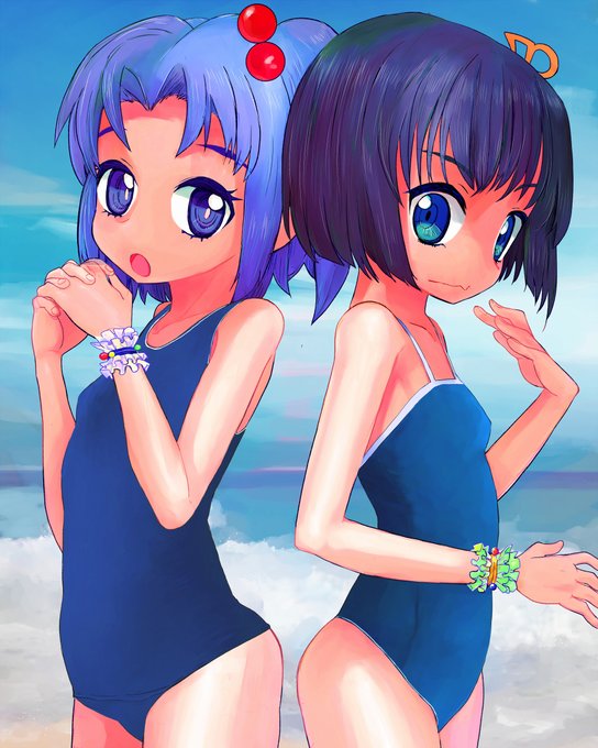 夏といえばOS水着まつりなのでせっちゃんとはっちゃんを描きました(その1) 