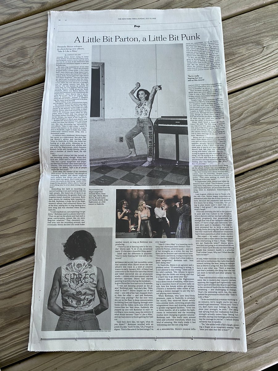 Reading about the awesome  <a href="/amandashires/">Ol’ Monster Shires</a> and her new album #TakeItLikeAMan in the Sunday <a href="/nytimesarts/">New York Times Arts</a> section. And her husband <a href="/JasonIsbell/">jason's old account</a> (met in person at <a href="/Penn/">Penn</a> <a href="/kellywritershse/">Kelly Writers House</a>!) is pretty great too. Young Mercy has some very cool parents. Brava Amanda. ❤️ 👏🏻 🎶🎤⭐️❤️