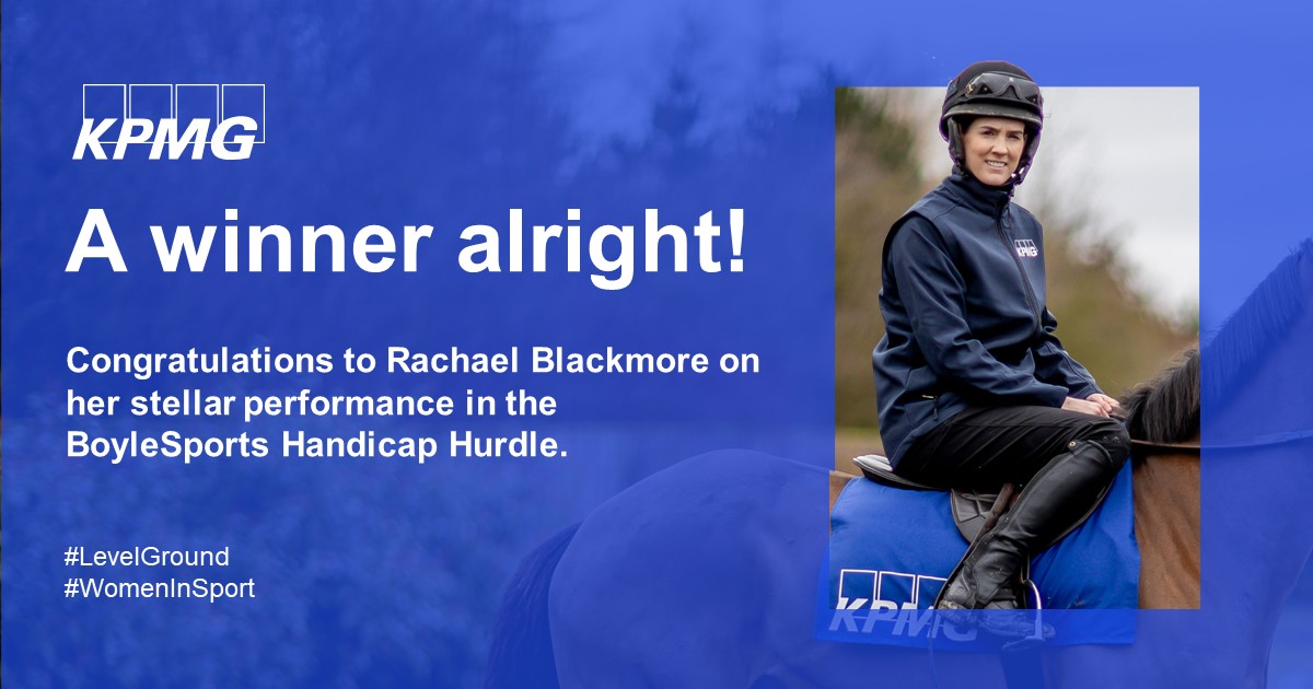 KPMG_Ireland's tweet image. Another great performance by @rachaelblackmor at the Galway Races this afternoon where she secured the win in the BoyleSports Handicap Hurdle. #levelground #womeninsport