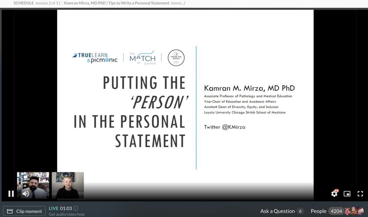 Inside_TheMatch's tweet photo. Happening now: Awesome #Match2023 Match Summit presentation by Vice Chair @KMirza all about personal statements! Such amazing tips to improve your personal statements. #InsideTheMatch https://t.co/AqFi2wRmF0