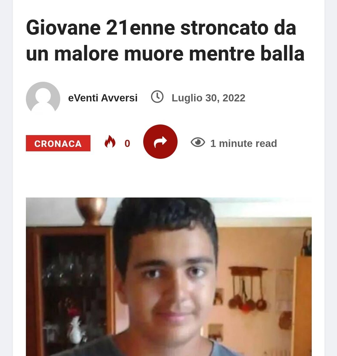 e_Avversi's tweet photo. Giovane 21enne stroncato da un malore muore mentre balla
https://t.co/4N9SGizRRa
#COVID19 #MaloreImprovviso #21enne #nessunacorrelazione #EventiAvversi https://t.co/MxSLilhtVg