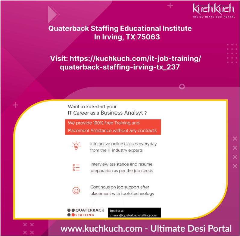 kuchkuchdotcom's tweet image. Quaterback Staffing Educational Institute services provided Online training, Placement In Irving, TX 75063
For more details kuchkuch.com/it-job-trainin…

#ITTraining #ITTrainingInstitute #ITTrainingCenter #ITtrainingservices #placementagency #ITtrainingandplacement #ITtraininginIrving
