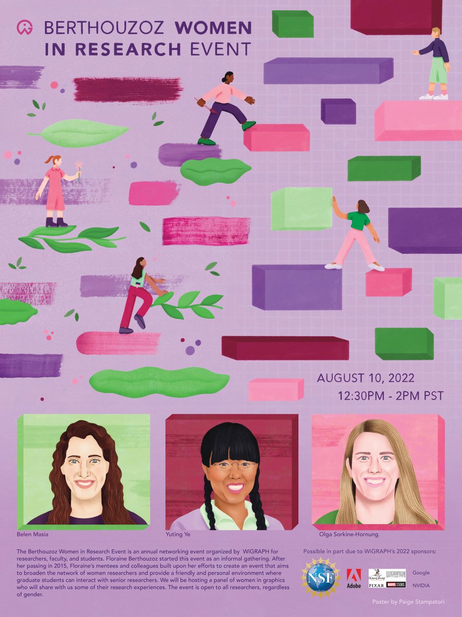 Due to the overwhelmingly positive response, we've decided to raise our participant limit for the Berthouzoz WiGraph Lunch at #SIGGRAPH2022! Beat the waitlist by registering now!
RSVP: forms.gle/iKDUZJeJmaaTKK…
wigraph.org/events/2022-be…