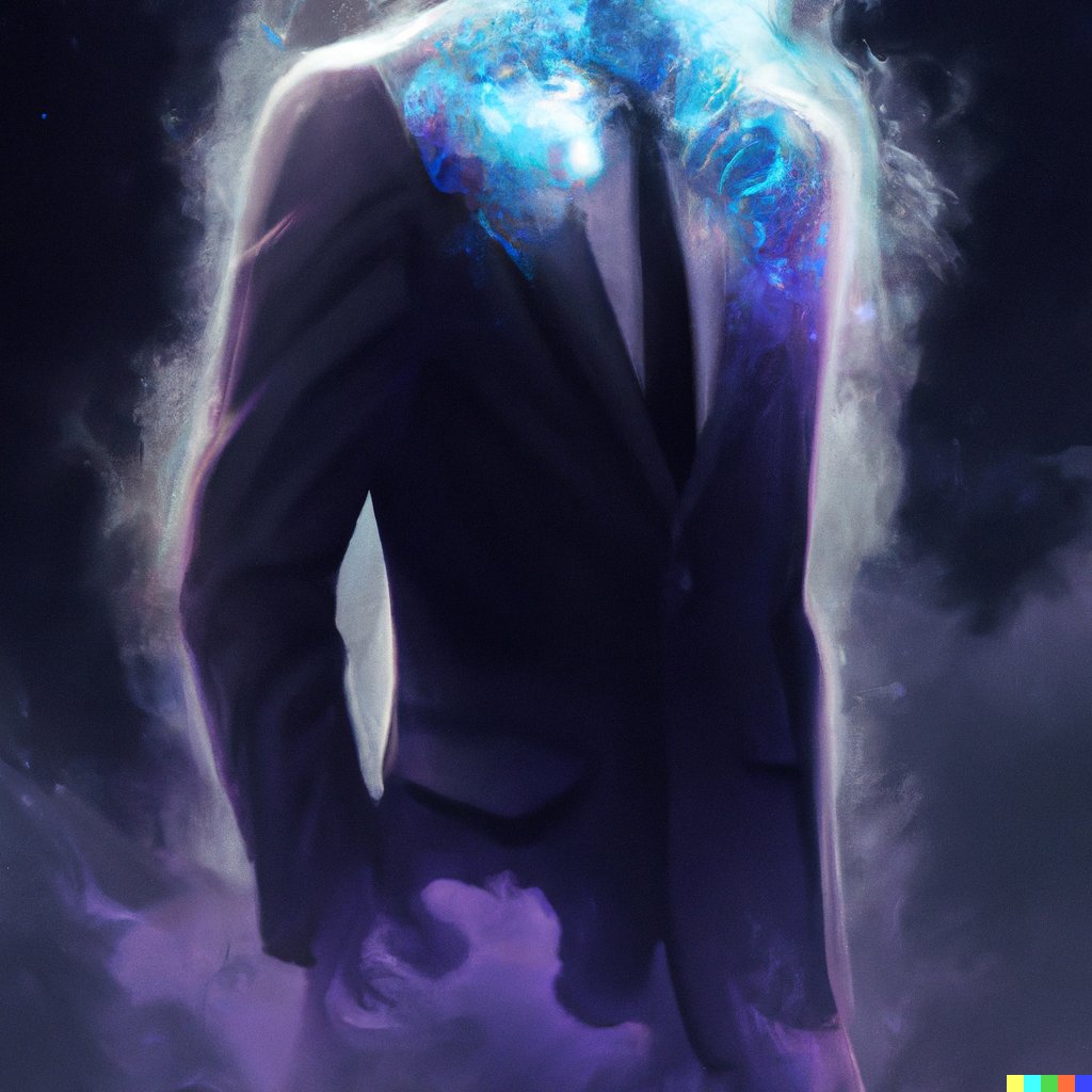 ServekGeartooth's tweet photo. #dalle #AiArtwork 
Program: Dall-E 2
Prompt: Digital art of a man made out of nebula clouds wearing a suit https://t.co/Y8oQPuejld
