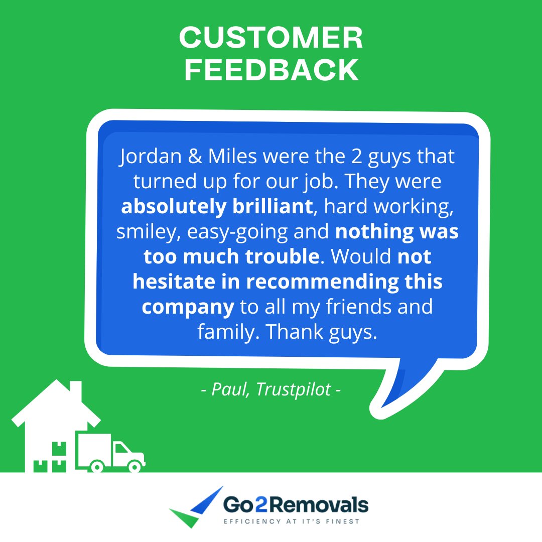 Go2Removals's tweet photo. What a fantastic review about 2 of our lads! 😁 Thanks for all your hard work Jordan and Miles!! 🙌 https://t.co/jtZbkXEzpC https://t.co/E04RZfN43E