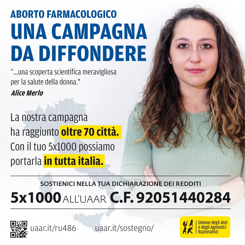 UAAR_it's tweet photo. La campagna #Uaar Ru486 è arrivata in più di 70 città.
Grazie al tuo sostegno promuoviamo diritti e laicità e combattiamo le discriminazioni.
Indica il codice fiscale 92051440284 nella dichiarazione dei redditi per donare all'Uaar il #5x1000➡ https://t.co/SWpWWzDhsZ https://t.co/FvoEyncL6b
