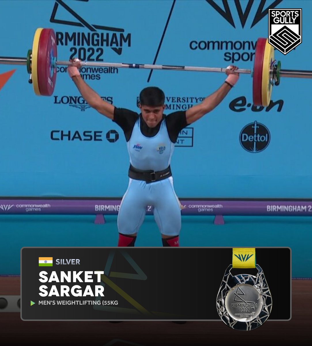 thecricketgully's tweet image. Sanket Sargar wins the first Medal for India🇮🇳 in Birmingham Commonwealth Games 2022