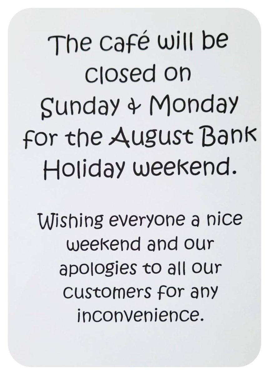 CafeAtriumCork's tweet photo. @MardykeArenaUCC @UCCInt #OpeningHours #bankholiday 
Hi Folks , Here all day till 3.30 p.m.
Then taking a couple of days off to enjoy the Bank Holiday Weekend 
Here's our plans..see you all bright &amp; early 8 a.m  Tuesday 2nd Aug. ! https://t.co/miLDX0X4UA
