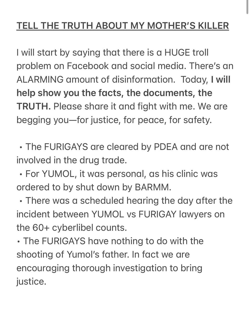 ABSCBNNews's tweet photo. READ: Kelsey Furigay, daughter of ex-Lamitan Mayor Rose Furigay, shared an open letter for the public 

Says death threats,“disinformation on social media, fake news peddlers, and the pushy media personnel,” have made it harder for them to grieve. | via @annacerezo_ https://t.co/GixWRc295h