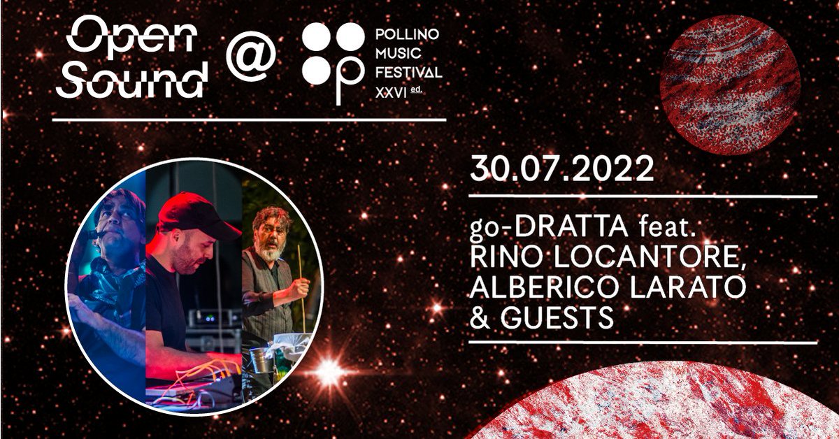 Oggi al🪐@pollinomusic 💫
si andrà nel vivo del dialogo tra musica contemporanea e musica della tradizione con le performance 💥OSA 2.2💥 targate #OpenSound. La seconda con <a href="/goDratta/">go-Dratta</a>, #AlbericoLarato e #RinoLocantore. 
Info su pollinomusicfestival.it
#ChiAmaOSA #OS2022 #PMF2022