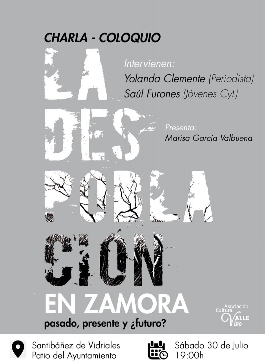 ‼️Esta tarde en el Patio del Ayuntamiento. 
Con <a href="/yolsclemente/">Yolanda Clemente</a> @jovenes_CyL

Os esperamos

#despoblación #zamora #vallevivofest2022
