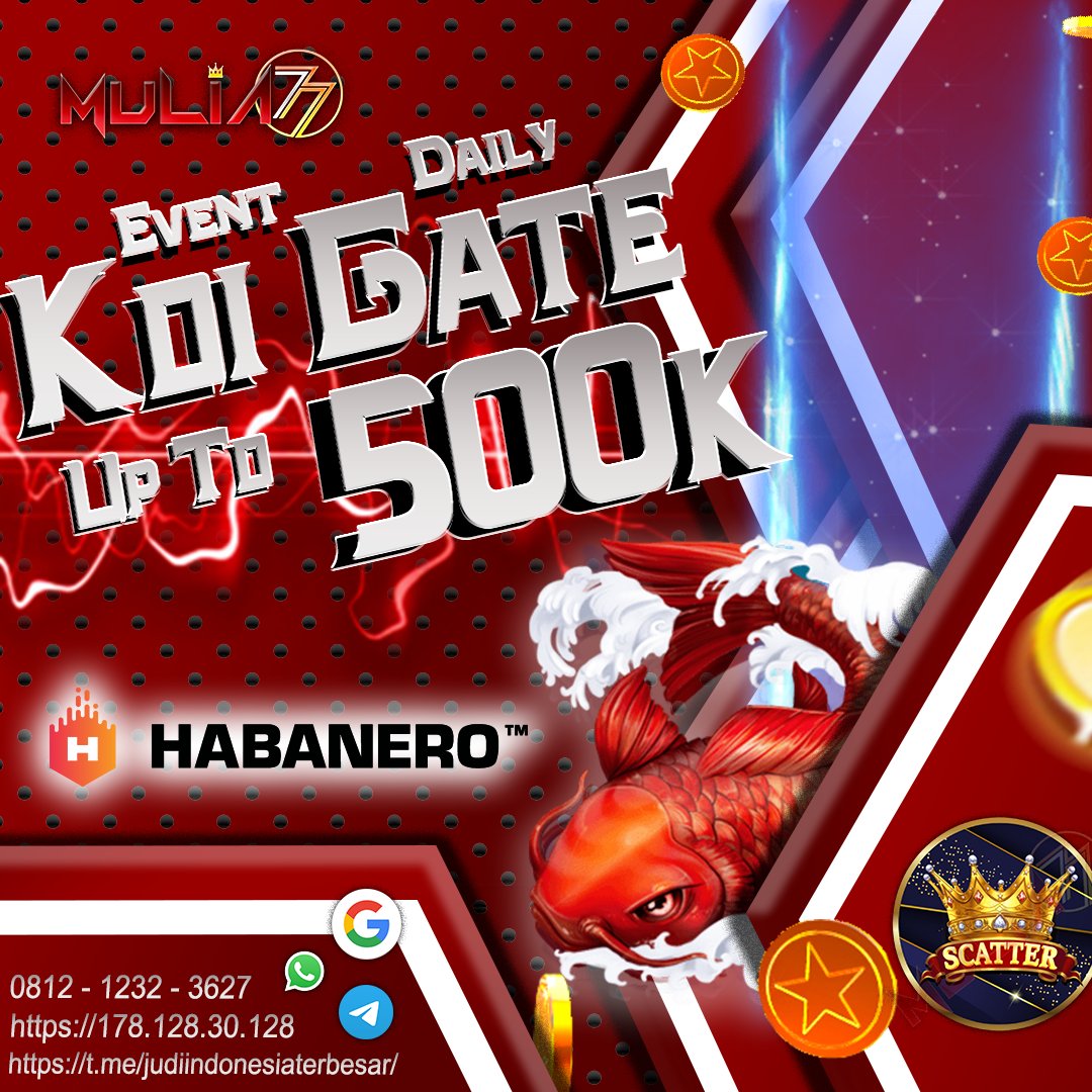 mulia77x's tweet photo. ada banyak event ni di mulia77 KOI GATE up to 500K habanero, langsung gas join  aja 

https://t.co/NhC7z0jz01

#BlokirKominfo 
#SANGE_AAAAAAAAAAH
#ZivaMunafik
#sisk4eeecomeback https://t.co/Bec8Hy2wBN