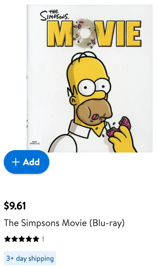 cheaperthannso's tweet photo. Five copies of The Simpsons Movie on Blu-Ray are cheaper than Nintendo Switch Online + Expansion Pack. https://t.co/dhw7T52EPg