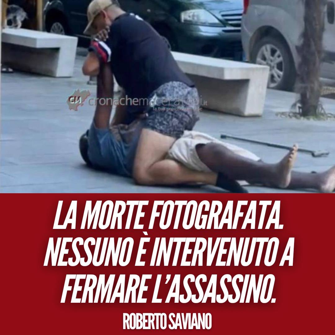 Guardare e non intervenire. Non fuggire, ma fermarsi a fotografare. Quello che è accaduto a #civitanovamarche ad Alika Ogorckukwu, brutalmente ucciso da Filippo Ferlazzo, è inaccettabile: ci si ferma a immortalare una scena atroce senza la forza di soccorrere? Come è possibile?