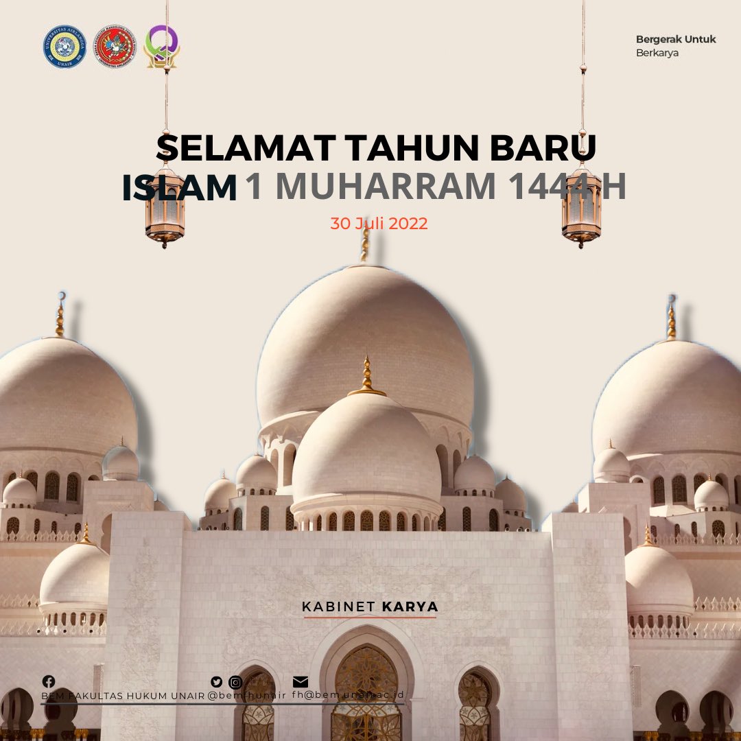 [SELAMAT MEMPERINGATI TAHUN BARU ISLAM 1 MUHARRAM 1444 H]

Kami Segenap Keluarga BEM FH UNAIR Kabinet Karya mengucapkan Selamat Memperingati Tahun Baru Islam 1 Muharram 1444 H.
•

KABINET KARYA ! 
BERGERAK untuk BERKARYA !