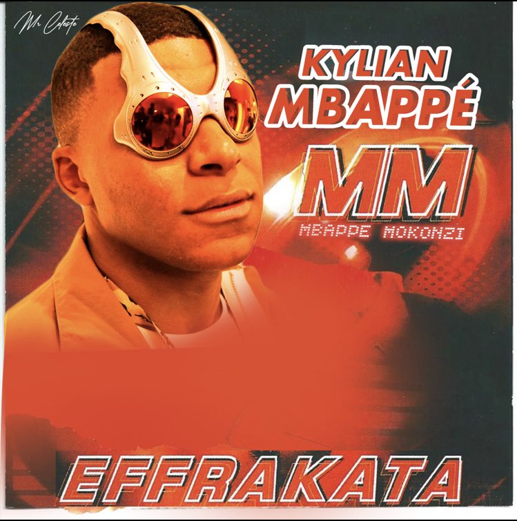 celeste_fficiel's tweet image. J’ai essayé de reproduire la pochette de l’album #effrakata de Koffi olomide avec la photo de Kylian Mbappé 😅🤣