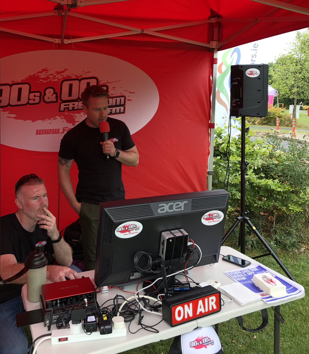 freedomfmonline's tweet photo. Broadcasting live from the Tymon Park Food and Craft market today from 12pm. Here’s our very own @AidanPowerful on the mic, with a very pensive 🤔 @Mrpaulkavanagh on the controls! Come down to say hi👋 #TymonPark #Market https://t.co/hJrqqK5EJy