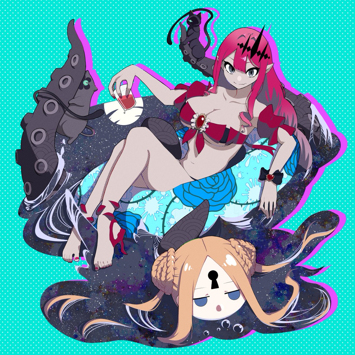 FGO「今月描いた水着妖精騎士シリーズバーゲスト、メリュジーヌ、バーヴァンシー #FGO」|樋口ぬる@4月初旬まで活動縮小のイラスト