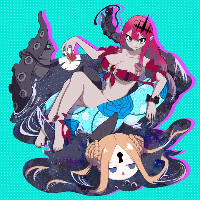 今月描いた水着妖精騎士シリーズバーゲスト、メリュジーヌ、バーヴァンシー #FGO7周年  #FGO 