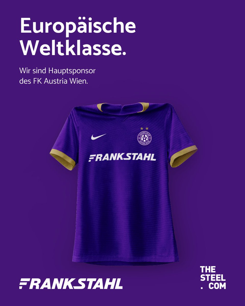 Frankstahl 🤝 Austria Wien 

👉 Ab Sonntag (14:00 Uhr) gibt’s das neue Heimtrikot in limitierter Stückzahl im Fanshop. 
#faklive #FAK