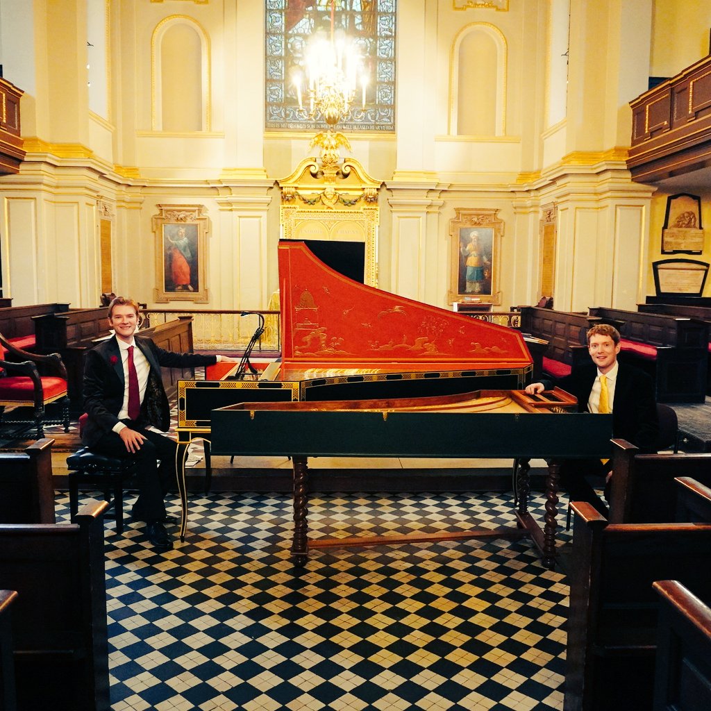 My new duo for two harpsichords with @NathanielMander, 'The Harmonists' in action last night at St Giles in the Fields #inspired #London #partnership #Bach #concert #music #fun more exciting projects and arranging to come. Watch this space!