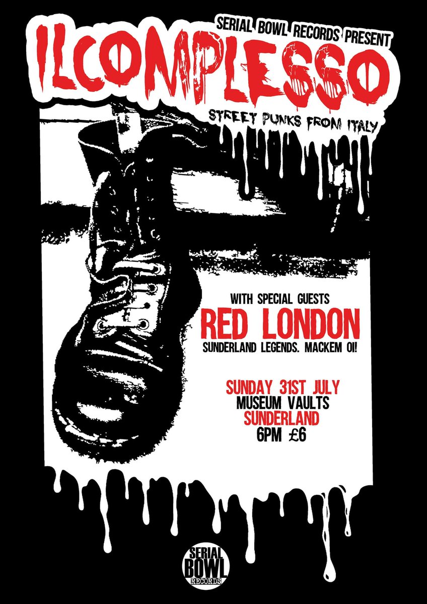 Serialbowlrecords (@serialbowlrec) on Twitter photo Tomorrow. Beloved Italian punks Il Complesso return to their adopted UK home at #Sunderland 's Museum Vaults 6pm, 6 benk in.
#punk <a href="/saravaults/">Museum Vaults</a> #livemusic #Italianpunk Tomorrow. Beloved Italian punks Il Complesso return to their adopted UK home at #Sunderland 's Museum Vaults 6pm, 6 benk in.
#punk <a href="/saravaults/">Museum Vaults</a> #livemusic #Italianpunk