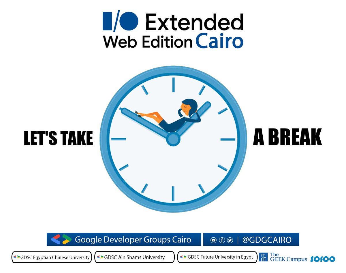 GDGCairo's tweet image. Let’s loosen up some time and take a break 
 to complete our event  with refreshed mind 🥳

#GDG_Cairo #ioextended22
#IOExtendedWebEdition #IOExtended22Cairo
#GoogleIO2022