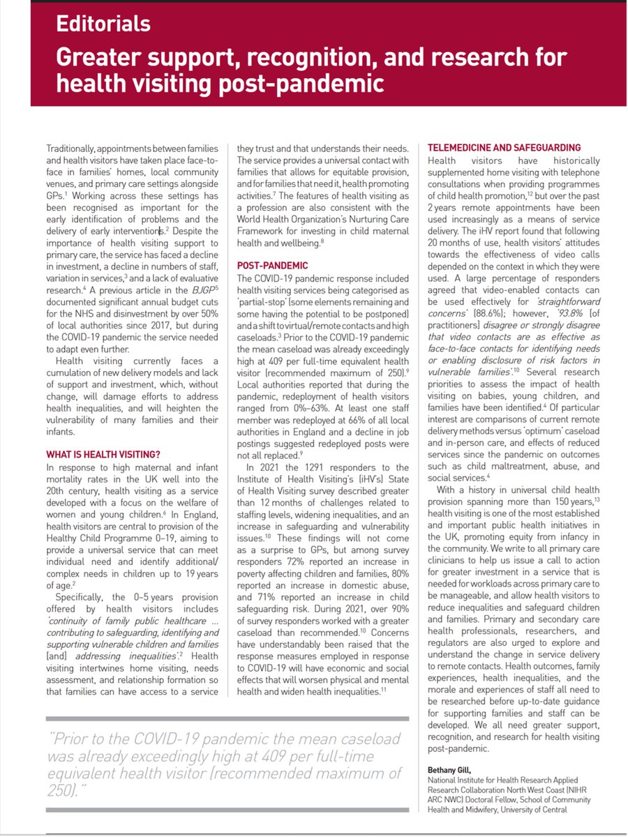 Thank you for this editorial in BJGP.
What is needed: Greater support, recognition, and research for health visiting post-pandemic"
<a href="/kwhittaker1/">Dr Karen Whittaker</a> <a href="/iHealthVisiting/">iHV</a> 
bjgp.org/content/bjgp/7…