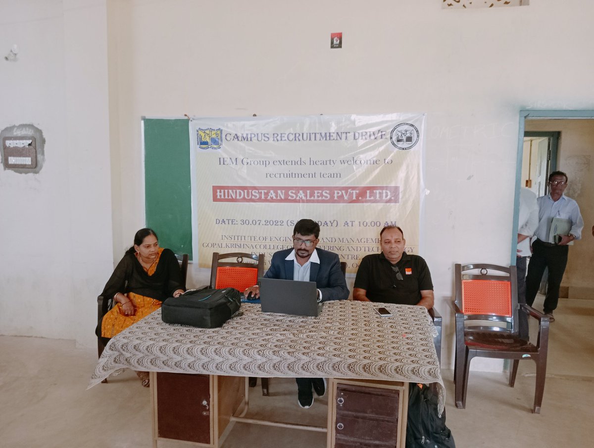 IEMGKCET's tweet photo. Campus Recruitment Drive by Hindustan Sales Pvt. Ltd. Jeypore
#Recruitment https://t.co/CZmz3YgefQ
