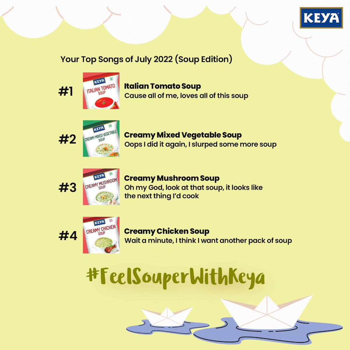 KeyaFoods's tweet photo. One pack is all it takes, fallin’ in love with Keya Soup 😉

#FeelSouperWithKeya #KeyaFoods #KeyaSoups #EverydaySoups #GourmetSoups #SoupForSoul #Souper #CreamySoups #MonsoonEdition #MonthForSousps #CookingHacks #KitchenDiaries https://t.co/qEMLFmoT3Q