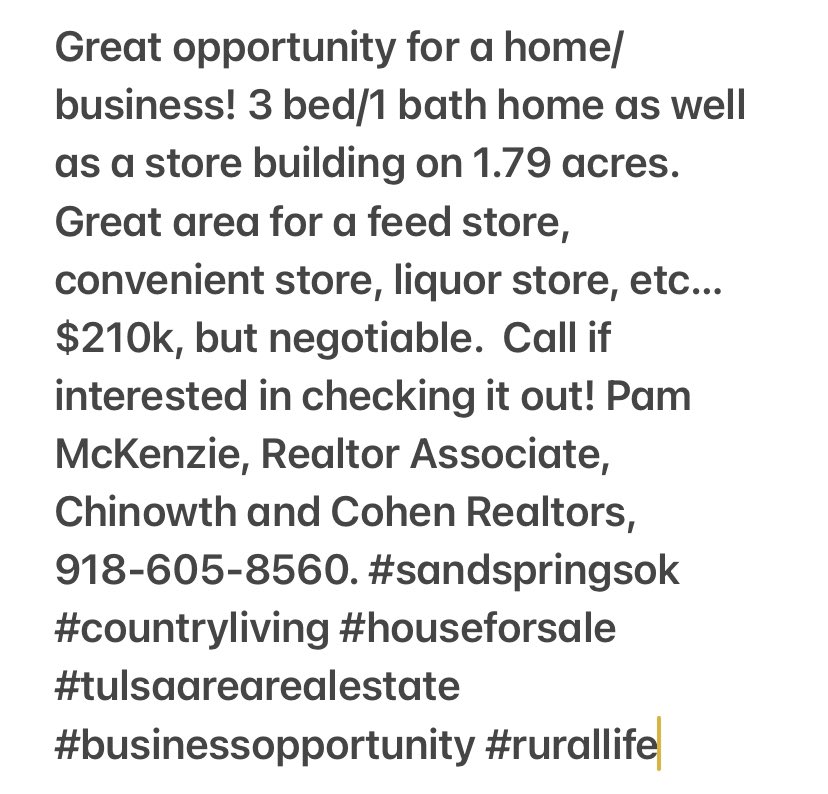 stonecoldmac7's tweet image. Check out my new listing.  #sandsprings #countrylife #needssomelove #businessopportunity Pam McKenzie, Realtor Associate, Chinowth and Cohen Realtors