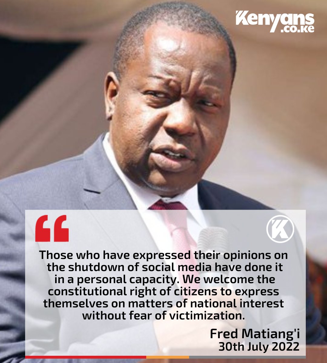 CS Matiang'i speaks on NCIC's threat to shutdown Facebook