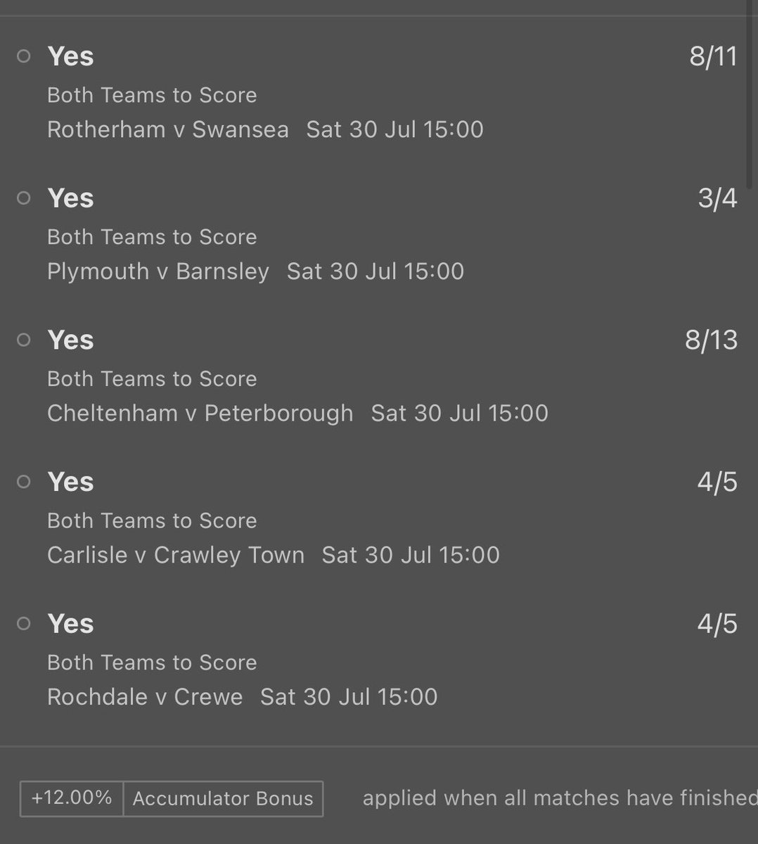 theGOATtips's tweet photo. My 14.5/1 (+12% bonus) acca for the 3 o’clock EFL kick offs! 1u 👍🏼 https://t.co/SqaZirGsVZ