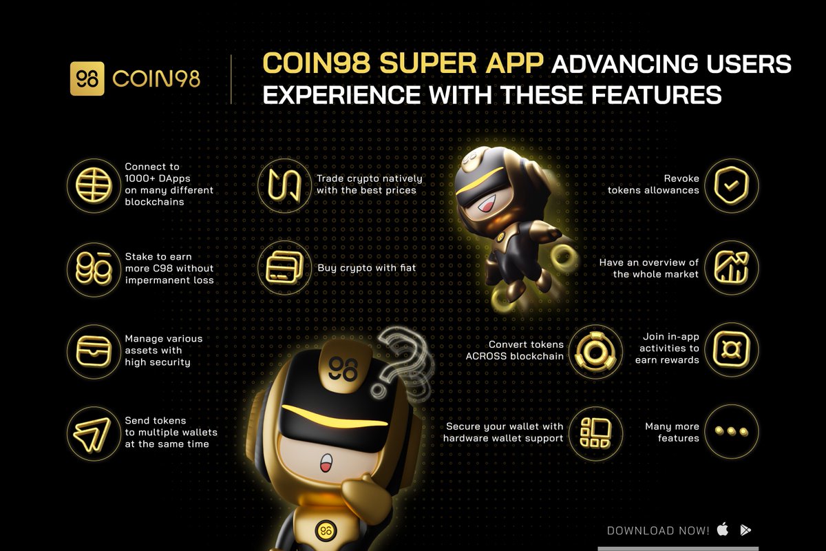coin98_wallet's tweet photo. Why #Coin98SuperApp? The answer is why not!💪💪

Take a look 🧐 at those cool features✨ below to know how we always prioritize user experience! 

Download now for a better journey into the #Crypto world 👉 https://t.co/kkvXVJEcoQ https://t.co/uGGaEjAaBl
