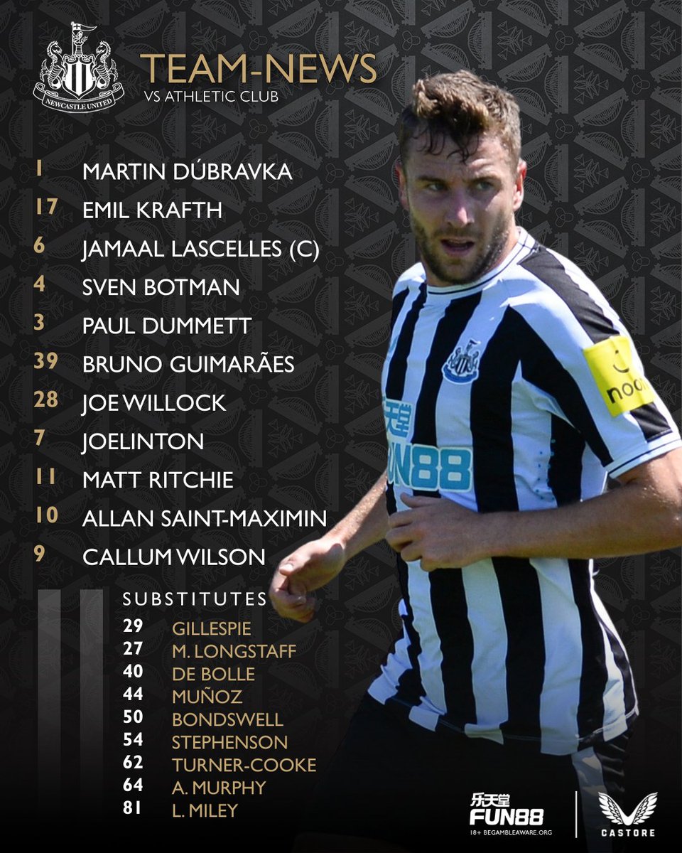 📝 Your starting XI for this afternoon's game at St. James' Park. 👊

HOWAY THE LADS! ⚫️⚪️