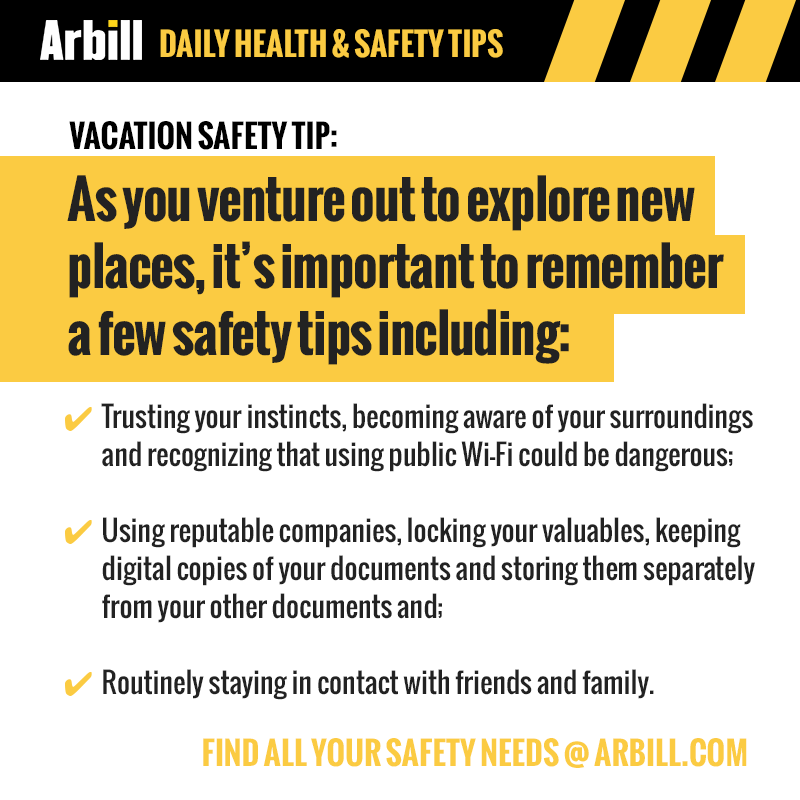 Arbillsafety's tweet image. Vacation Safety Tip: As you venture out to explore new places, it's important to remember a few safety tips.

#Safety #SafetyTip #VacationSafety #SafeTravels
#SaferEveryDay