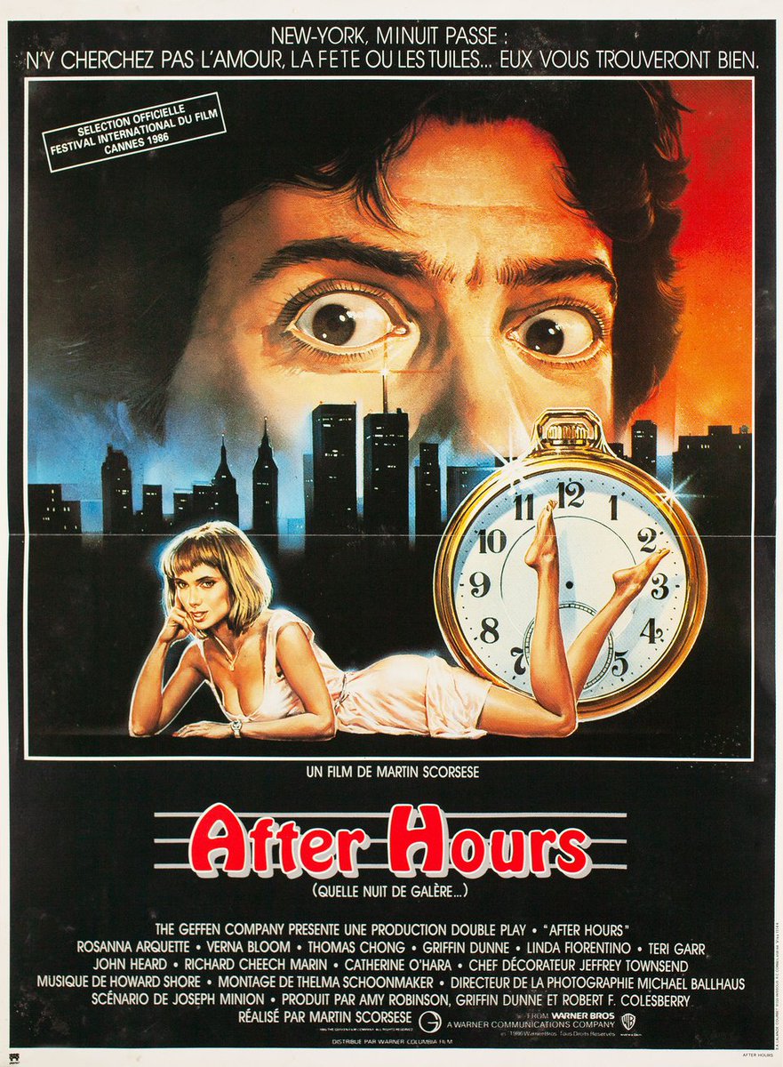 French film poster for #AfterHours (1985 - Dir. #MartinScorsese) #GriffinDunne #RosannaArquette