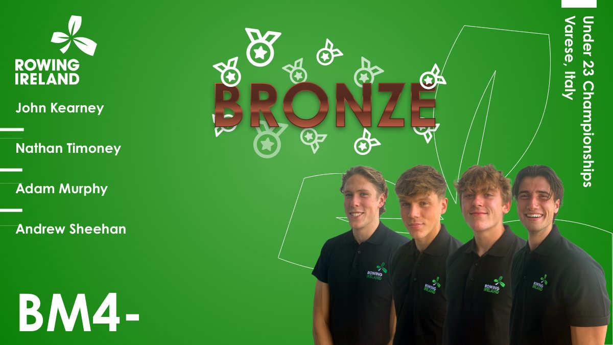 ☘U23 Worlds A Final Result☘

John, Nathan, Adam and Andrew have won BRONZE medals! Well done!

#greenblades #wearerowingireland