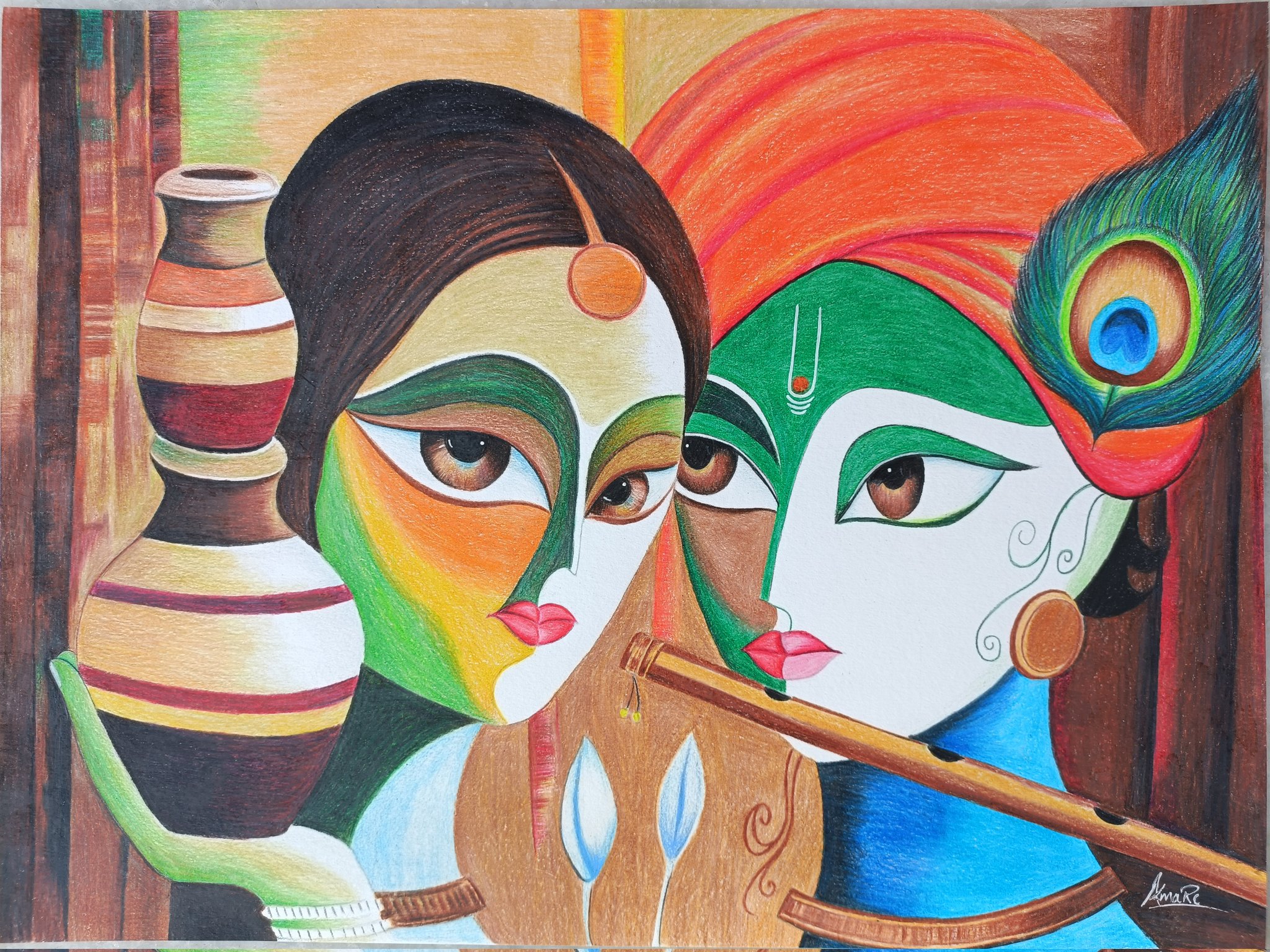 Buy radha krishna love painting for living room, bedroom Artwork at Lowest  Price By Pragati Singhal