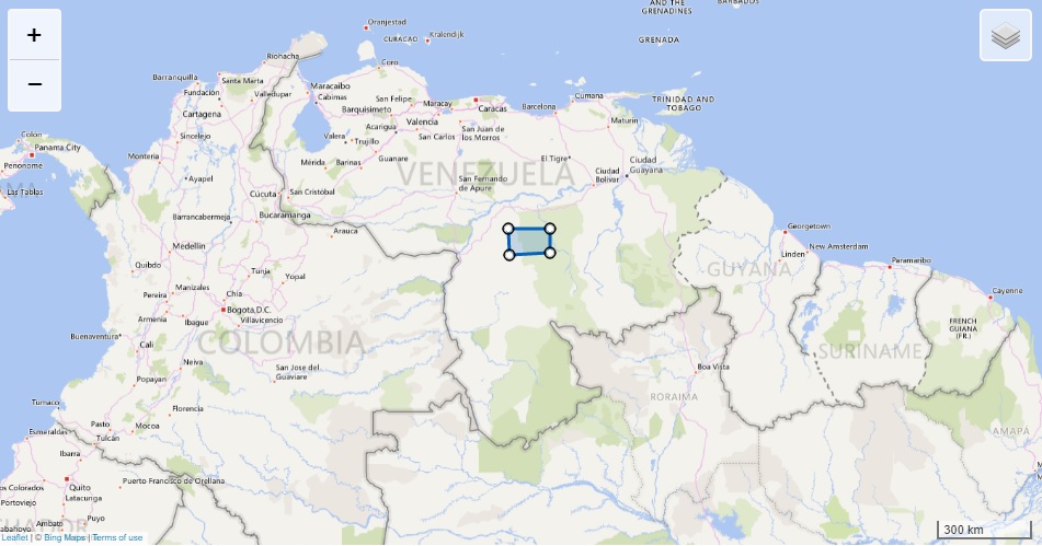 morandavid's tweet photo. La zona cuadrada en el mapa tiene una área de 10.000 km2, lo que pretende Maduro entregarle a Irán.
- El doble de Trinidad y Tobago (5.198 km2) y la mitad del estado Lara (19.800 km2). Casi del tamaño del estado Mérida (11. 300 km2) https://t.co/3ESAQA7Ntk